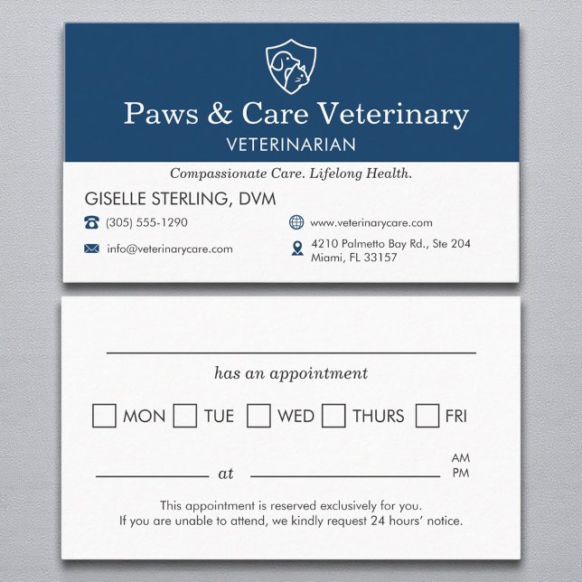 Veterinarian Vet Pet Office Appointment Reminder Business Card (Creator Uploaded)