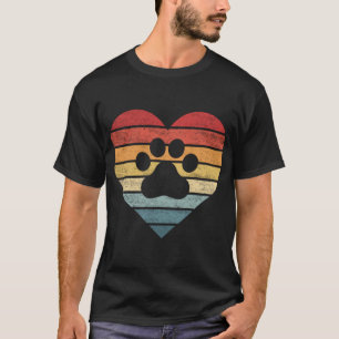 Veterinarian Vet Tech Retro Sunset Paw Print Dog C T-Shirt