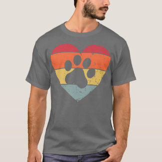 Veterinarian Vet Tech Retro Sunset Paw Print Dog C T-Shirt