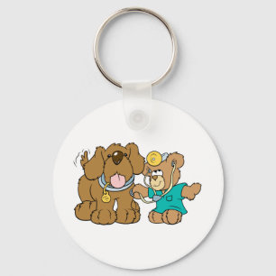 veterinarian vet teddy bear design keychain