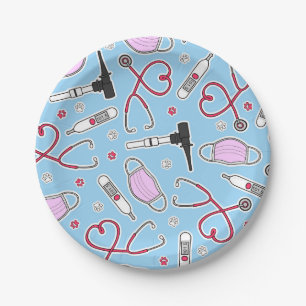 Veterinarian / Veterinary Technician Pattern Blue Paper Plate