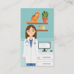 Veterinarian Woman Vet Clinic Pet Animal Doctor Business Card