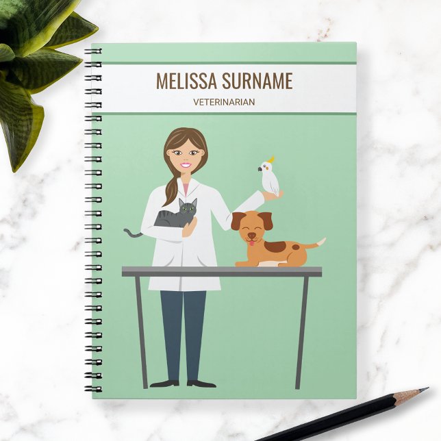 Veterinarian Woman With Animals & Custom Text Notebook (Creator Uploaded)