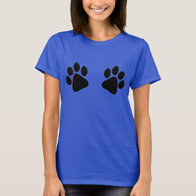 Veterinarians Assistant Big Black Paw Prints Funny T-Shirt (Front)