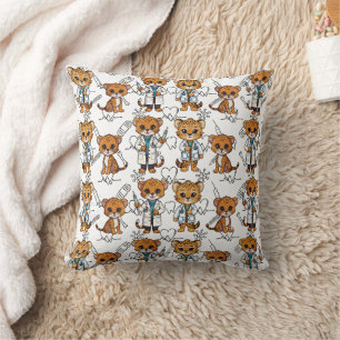 Veterinarians Cheetah in uniform print Throw Pillow