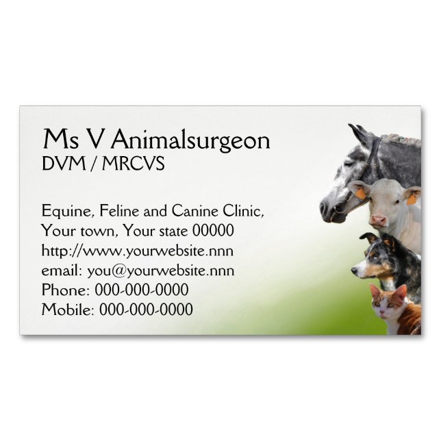 Veterinary all animals practice 	Magnetic business card (Front)