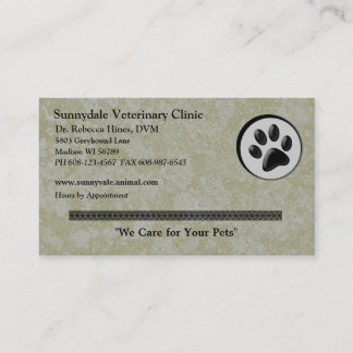 Veterinary Animal Logo with Black and White Paw Business Card