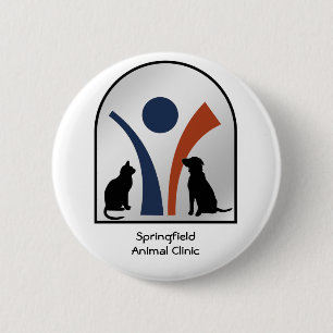 Veterinary Animal Logo with Cat and Dog 2 Inch Round Button