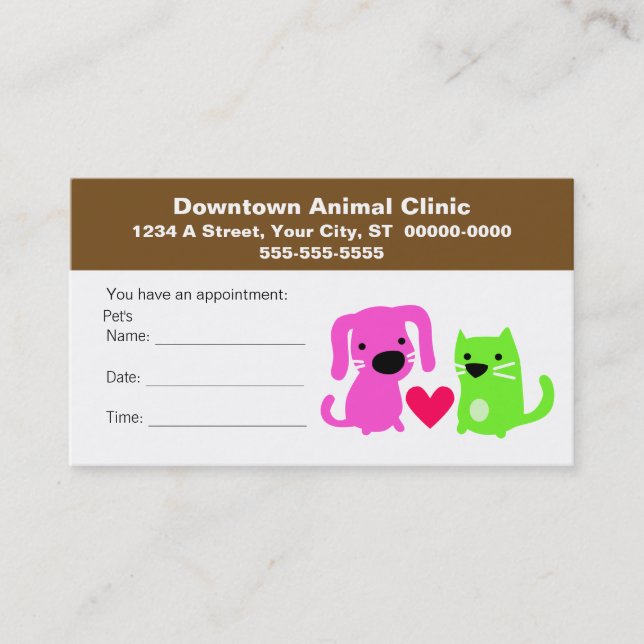 Veterinary Appointment Card (Front)