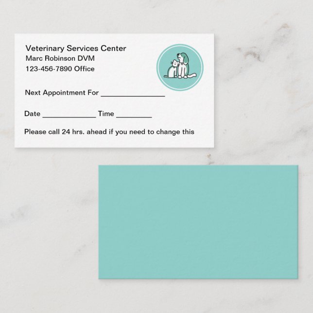 Veterinary Appointment Card Simple Design (Front/Back)