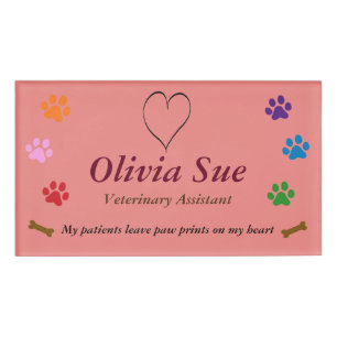 Veterinary Assistant Paw Prints On My Heart #6 Name Tag