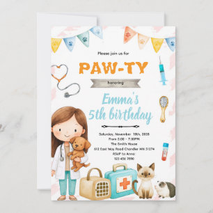 Veterinary birthday theme party invitation