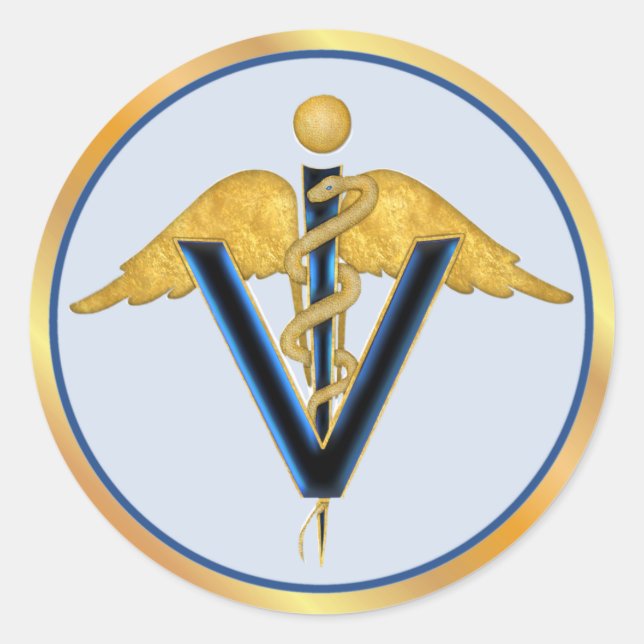 Veterinary Caduceus Classic Round Sticker (Front)