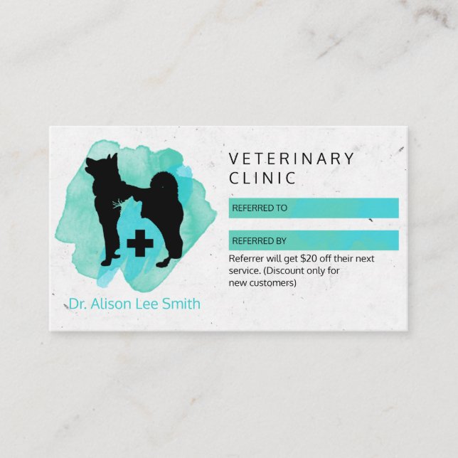 Veterinary Clinic Cross Veterinarian Referral card (Front)