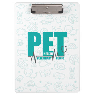 Veterinary Clinic Logo Modern Teal doodle Clipboard