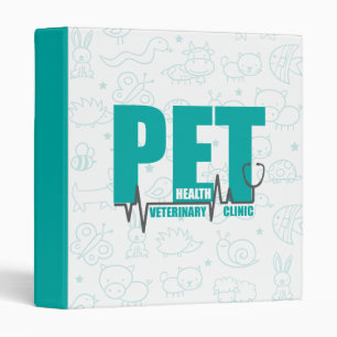 Veterinary Clinic Modern Blue doodle Binder