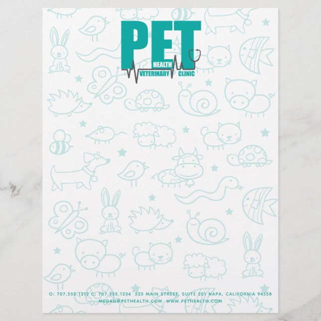 Veterinary Clinic Modern Blue Letterhead (Front)