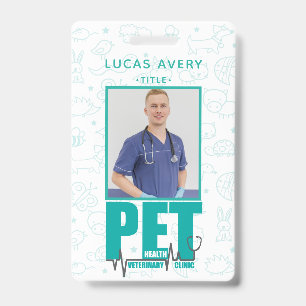 Veterinary Clinic Photo Modern Blue Badge