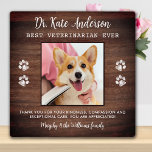 Veterinary Custom Pet Dog Photo Vet Tech Thank You Plaque<br><div class="desc">Say 'Thank You' to your wonderful veterinarian with a cute personalized pet photo plaque from the dog! Personalize with the pet's name & favourite photo. This veterinary appreciation gift will be a treasure keepsake. Customize 'Best Veterinarian Ever' for Vet Assistant, Vet Tech or Veterinary Title. COPYRIGHT © 2020 Judy Burrows,...</div>