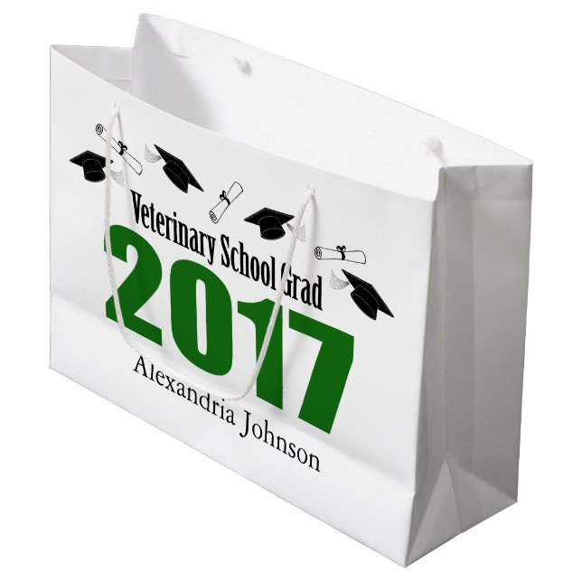 Veterinary Grad 2017 Graduation Gift Bag (Green) (Front Angled)