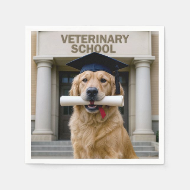 Veterinary Graduate School Golden Retriever Napkin (Front)