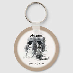 Veterinary Graduation Dog and Cat, Round Gift Keychain