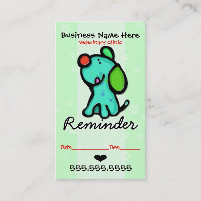 Veterinary.Grooming.Clinic.Appointment reminder Appointment Card (Front)