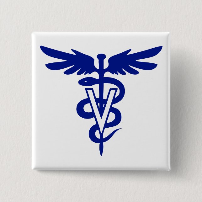 veterinary logo 4 2 inch square button (Front)