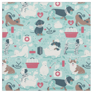 Veterinary medicine, dogs and cats friends fabric