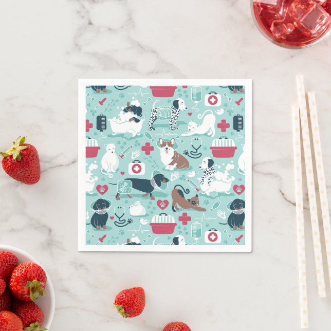 Veterinary medicine, dogs and cats friends napkin (Insitu)