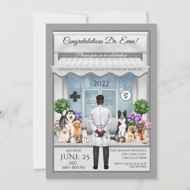 Veterinary Medicine Male Graduation Invitation  (Front)