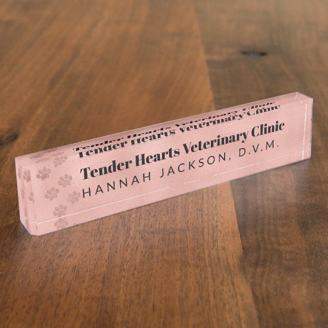 Veterinary Medicine Paw Prints Personalized Nameplate (Side)