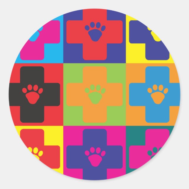 Veterinary Medicine Pop Art Classic Round Sticker (Front)