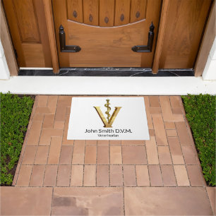 Veterinary Medicine Vet Asclepius Elegant Gold V Doormat