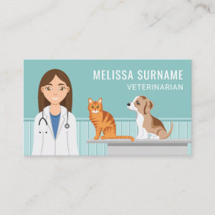 Veterinary Medicine Vet Woman Doctor Pet Care Business Card