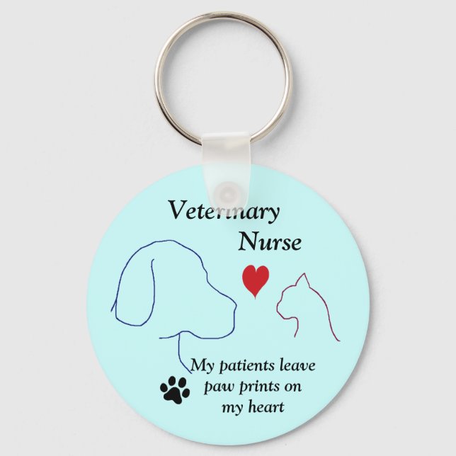 Veterinary Nurse - Paw Prints on My Heart #2 Keychain (Front)