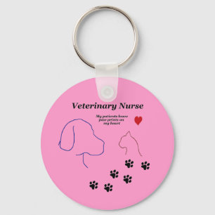Veterinary Nurse-Paw Prints on My Heart Keychain