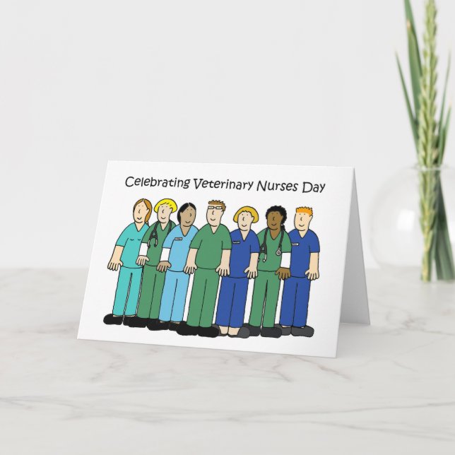 Veterinary Nurses Day Cartoon October Card (Front)