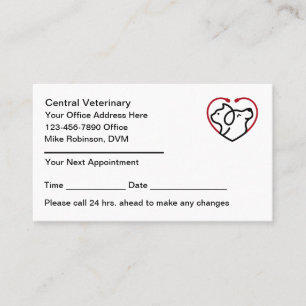 Veterinary Office Appointment Business Cards 
