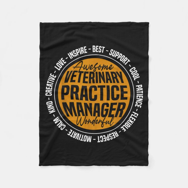 Veterinary Practice Manager Funny Vet Tech Week  Fleece Blanket (Front)