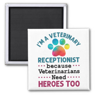 Veterinary Receptionist Cute Appreciation Paw Magnet