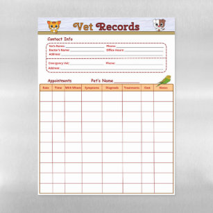 Veterinary Record Magnetic Dry Erase Sheet