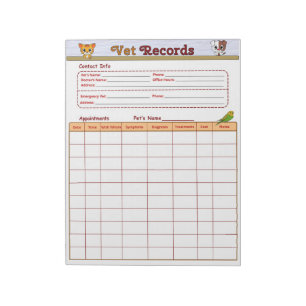 Veterinary Records Notepad