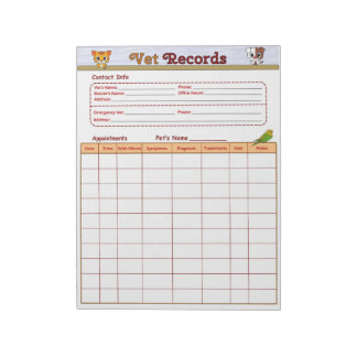 Veterinary Records Notepad