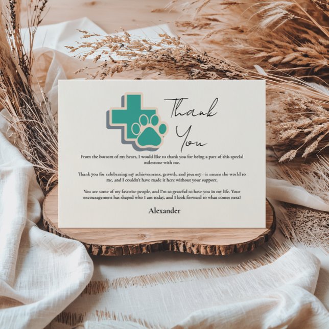 Veterinary School Paw Graduation Party Thank You Card (Creator Uploaded)