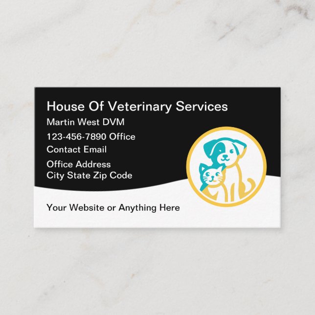 Veterinary Services Modern Simple Business Cards  (Front)