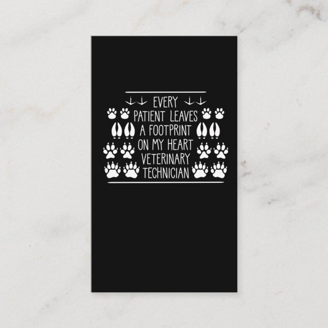 Veterinary Technician Foot Print Animal Care Business Card (Front)