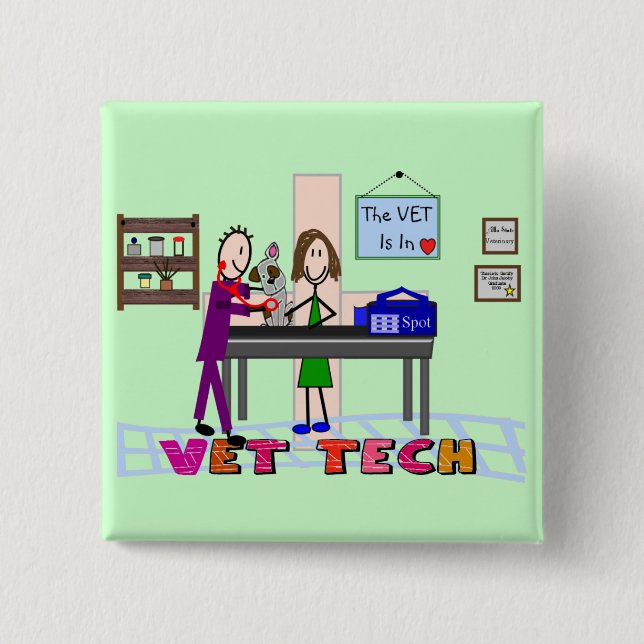 Veterinary Technician Gifts---Unique Art 2 Inch Square Button (Front)