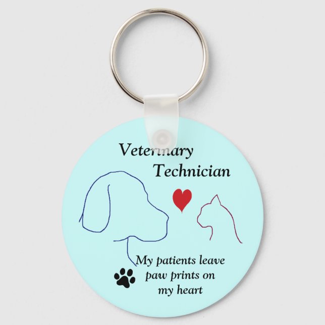 Veterinary Technician - Paw Prints on My Heart #2 Keychain (Front)