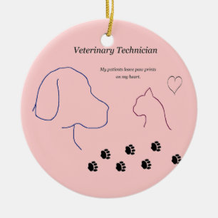 Veterinary Technician - Paw Prints on My Heart Ceramic Ornament